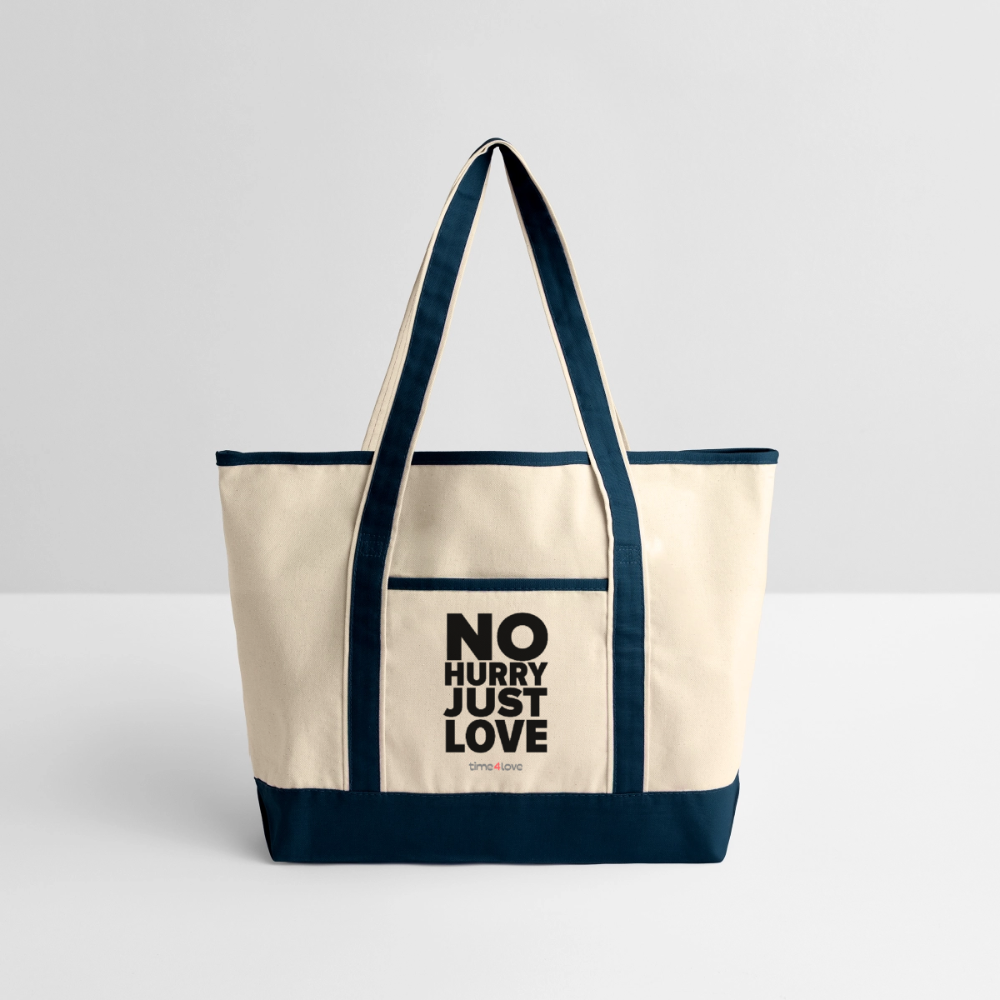 No Hurry Just Love Tote - Natural/Black