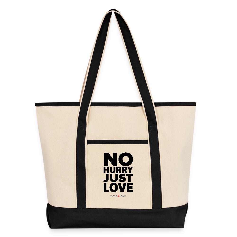 No Hurry Just Love Tote - Natural/Black